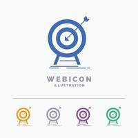 doel. raken. markt. succes. doelwit 5 kleur glyph web icoon sjabloon geïsoleerd Aan wit. vector illustratie