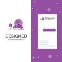 bedrijf logo voor berg. heuvel. landschap. natuur. regenboog. verticaal Purper bedrijf .bezoeken kaart sjabloon. creatief achtergrond vector illustratie