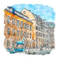 stockholm zweden aquarel schets hand getekende illustratie vector