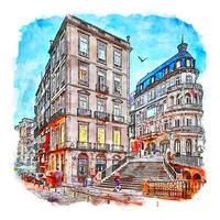 architectuur porto Portugal waterverf schetsen hand- getrokken illustratie vector