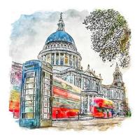 st. paul's kathedraal londen aquarel schets hand getekende illustratie vector