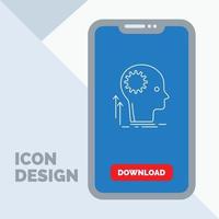 verstand. creatief. denken. idee. brainstorming lijn icoon in mobiel voor downloaden bladzijde vector