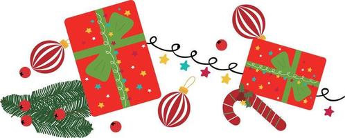 Kerstmis Geschenk. slingers, vlaggen, etiketten, bubbels, linten en stickers. verzameling van vrolijk Kerstmis decoratief pictogrammen vector