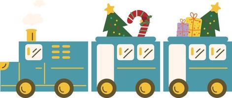 Kerstmis trein. slingers, vlaggen, etiketten, bubbels, linten en stickers. verzameling van vrolijk Kerstmis decoratief pictogrammen vector