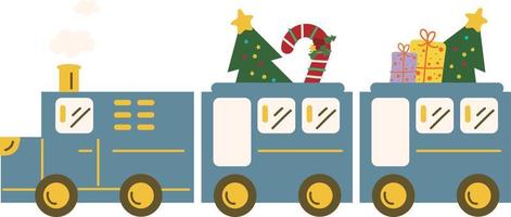 Kerstmis trein. slingers, vlaggen, etiketten, bubbels, linten en stickers. verzameling van vrolijk Kerstmis decoratief pictogrammen vector