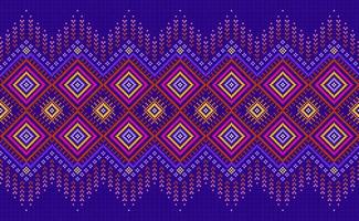 borduurwerk etnisch patroon, vector meetkundig ikat achtergrond, rood en blauw patroon plein mode ontwerp