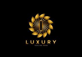 brief ik gouden bloem luxe logo vector