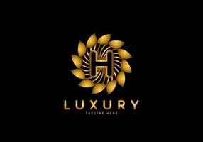 brief h gouden bloem luxe logo vector