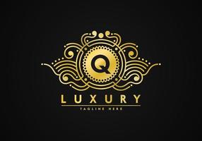 brief q luxe decoratie logo vector