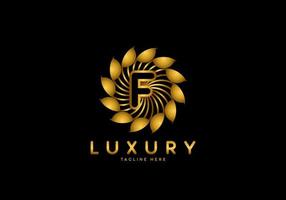 brief f gouden bloem luxe logo vector