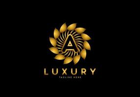 brief een gouden bloem luxe logo vector