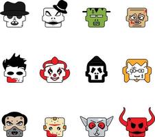 vector illustratie reeks van divers halloween emoticons pictogrammen en symbolen
