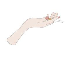 een vrouw hand- met een sigaret vector