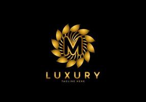 brief m gouden bloem luxe logo vector