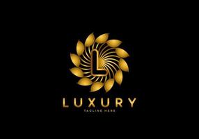 brief l gouden bloem luxe logo vector