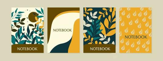 notitieboekje Hoes sjablonen.universal lay-outs.abstract botanisch ontwerp voor planners, brochures, dagboek, boeken, catalogi vector