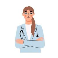 mbti concept. verdediger karakter. vrouw dokter. vlak vector illustratie