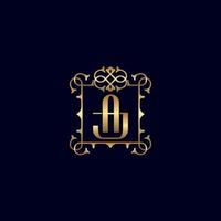 aj of ja goud overladen Koninklijk luxe logo vector