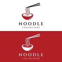 logo ontwerp sjabloon voor heerlijk Chinese en Japans noodle soep en ramen gerechten Aziatisch types van voedsel. logos voor ondernemingen, restaurants, cafés en winkels. vector