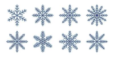 verzameling van gemakkelijk minimaal sneeuwvlokken. winter symbolen geïsoleerd Aan wit achtergrond. vector