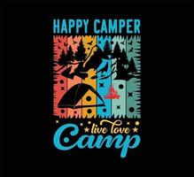 gelukkig camper leven liefde kamp t overhemd ontwerp vector