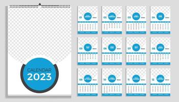 2023 muur kalender ontwerp sjabloon vrij vector