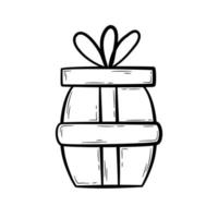 hand- getrokken geschenk doos met boog. vakantie Cadeau, ontwerp element voor partij, viering. vlak vector illustratie in tekening stijl.