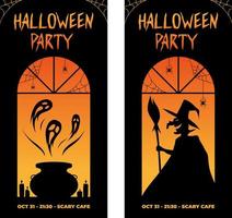 halloween verticaal spandoeken. heks en geesten. halloween feest. flyers. vector