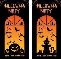 halloween verticaal spandoeken. zwart kat en pompoenen. halloween feest. flyers. vector