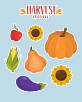 oogst festival stikkers. reeks stickers met groenten. vector