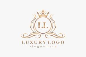 eerste ll brief Koninklijk luxe logo sjabloon in vector kunst voor restaurant, royalty, boetiek, cafe, hotel, heraldisch, sieraden, mode en andere vector illustratie.