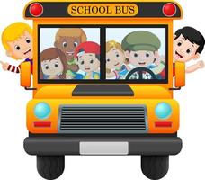 illustratie van kinderen van een school- bus vector