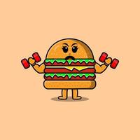 schattig tekenfilm hamburger karakter is geschiktheid vector