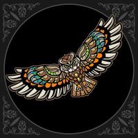 kleurrijk uil vogel mandala kunsten geïsoleerd Aan zwart achtergrond vector