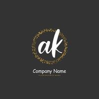 ak eerste handschrift en handtekening logo ontwerp met cirkel. mooi ontwerp handgeschreven logo voor mode, team, bruiloft, luxe logo. vector