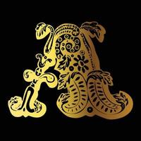 gouden kleur tatoeëren ontwerp een Aan zwart achtergrond. vector