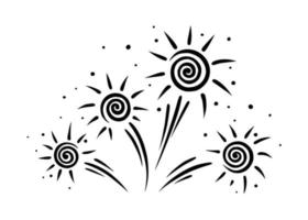 tekening sprankelend vuurwerk. glimmend voorwerk voor partijen en feesten. vector illustratie