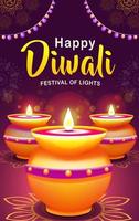 gelukkig diwali festival van lichten, illustratie van kaars houder van klei pot met mooi licht. geschikt voor evenementen vector