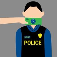 illustratie van mensen geven steekpenning naar Politie officier. concept van corruptie politieagent vector