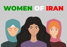 de Dames van iran. ik rende protesten. vrijheid. hou op geweld. grijs achtergrond. hijaab. vector