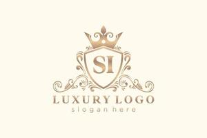 eerste si brief Koninklijk luxe logo sjabloon in vector kunst voor restaurant, royalty, boetiek, cafe, hotel, heraldisch, sieraden, mode en andere vector illustratie.
