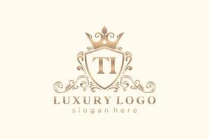 eerste ti brief Koninklijk luxe logo sjabloon in vector kunst voor restaurant, royalty, boetiek, cafe, hotel, heraldisch, sieraden, mode en andere vector illustratie.