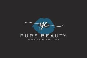 eerste yc waterverf lippen premade logo ontwerp, logo voor bedenken artiest bedrijf branding, blozen schoonheid winkel logo ontwerp, schoonschrift logo met creatief sjabloon. vector