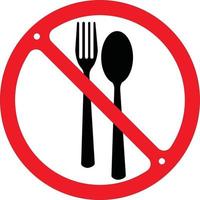 waarschuwingen of tekens of instructies niet doen eten, met Nee hoek kader en twee klein cirkels vector