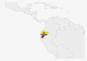 Ecuador kaart gemarkeerd in Ecuador vlag kleuren vector