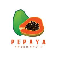 getextureerde oranje fruit ontwerp papaja logo, papaja boom merk Product etiket vector, fruit markt vector