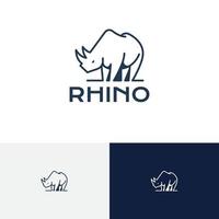 neushoorn neushoorn staand wild dier natuur lijn stijl logo vector