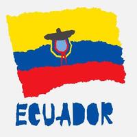 wijnoogst nationaal vlag van Ecuador in gescheurd papier grunge structuur stijl. onafhankelijkheid dag achtergrond. geïsoleerd Aan wit mooi zo idee voor retro insigne, banier, t-shirt grafisch ontwerp. vector