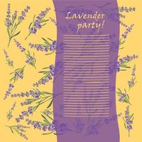 uitnodiging kaarten met bloem kader lavendel vector