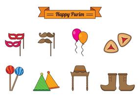 Set Purim Celebration Pictogrammen vector